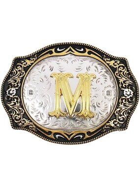 unisex M Imported Cowboy Rodeo Gold Initial Letter Belt Buckle